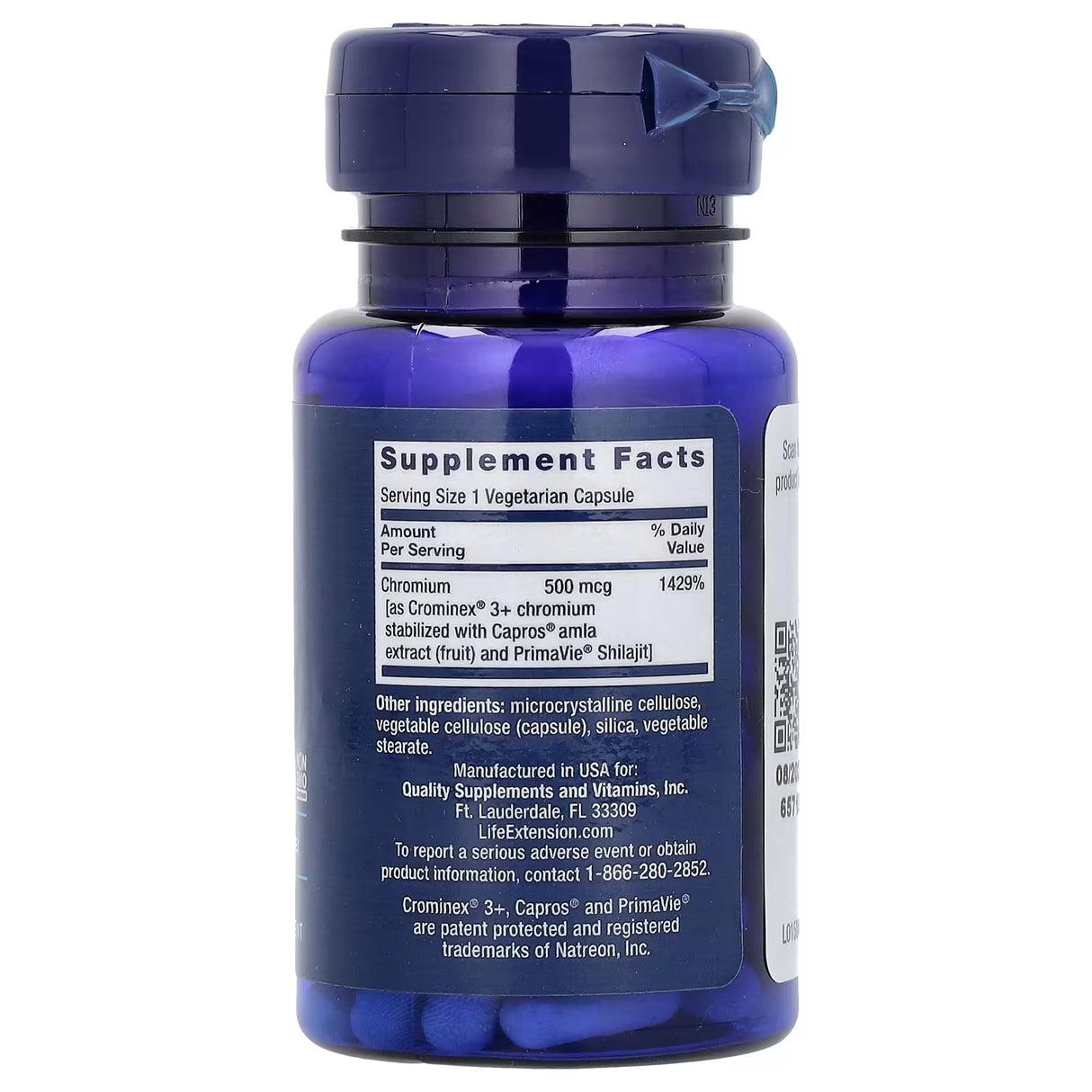 Opt Chromium w/ Crominex 3+, 500 mcg, 60 veg caps | 500 mcg, 60 vegetarian capsu