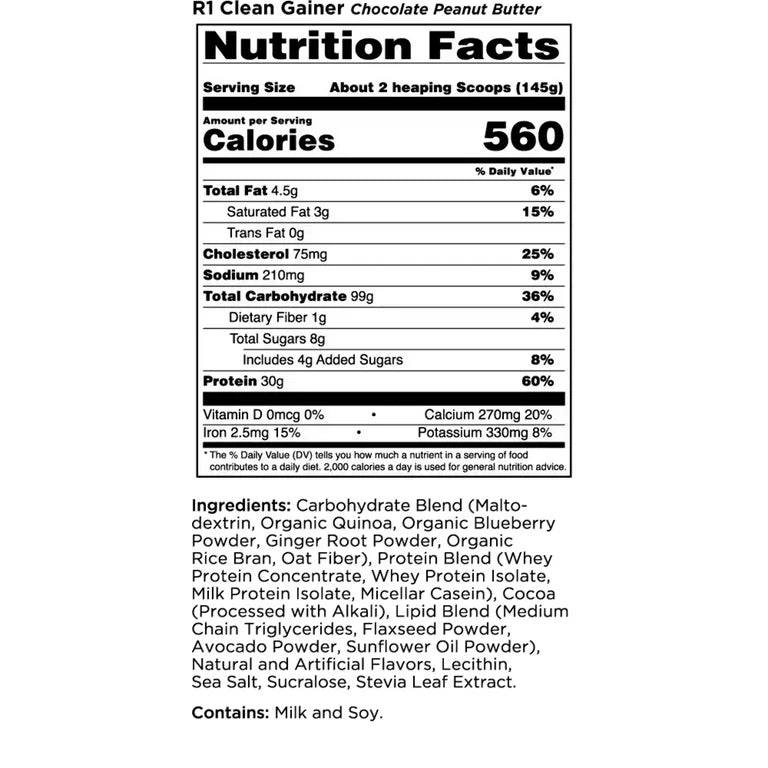 Rule 1 R1 Gain Clean Protein Gainer
