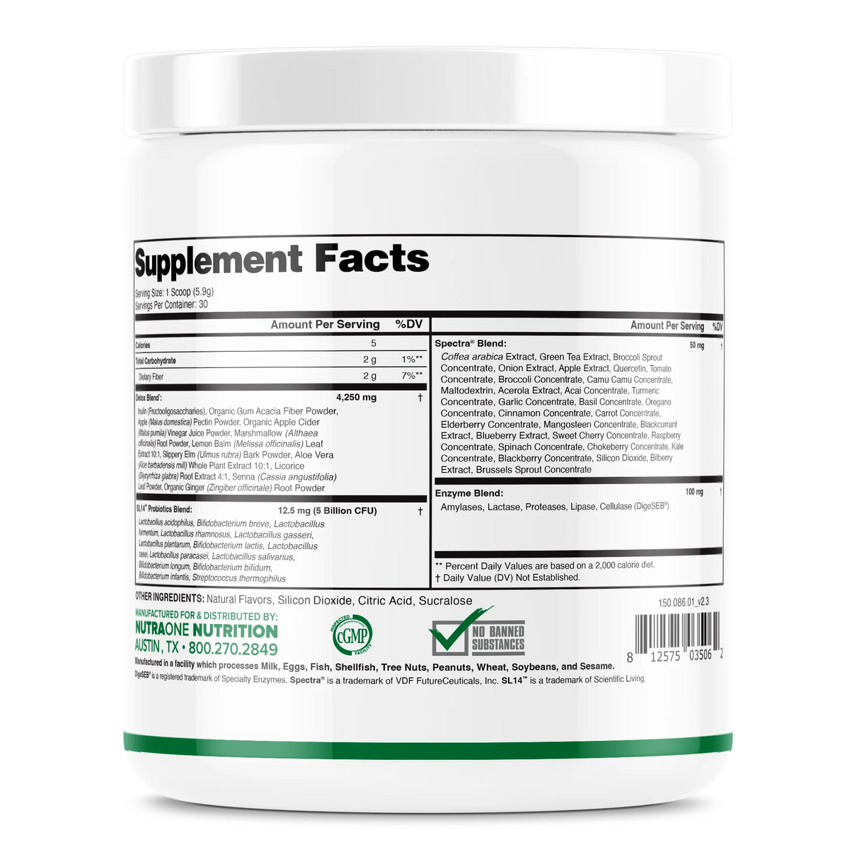 NutraOne DetoxOne Daily Gut Health Powder