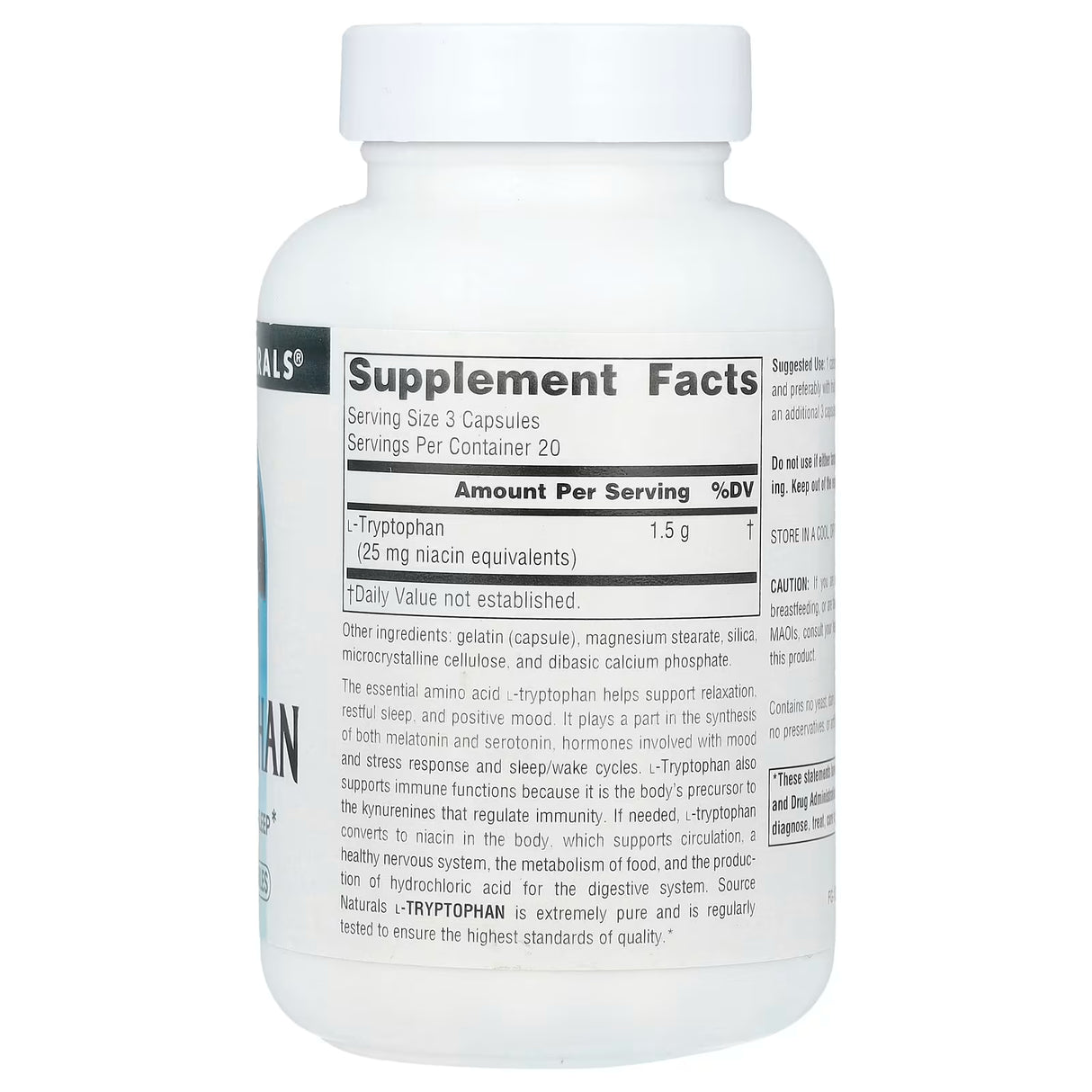 Source Naturals, L-Tryptophan, 500 mg, 60 Capsules