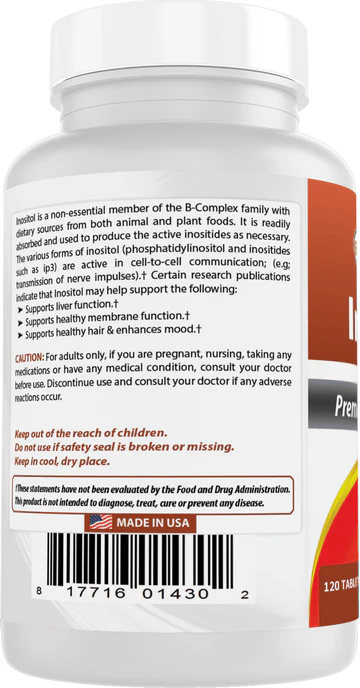 Best Naturals Inositol 1000 mg 120 Tablets