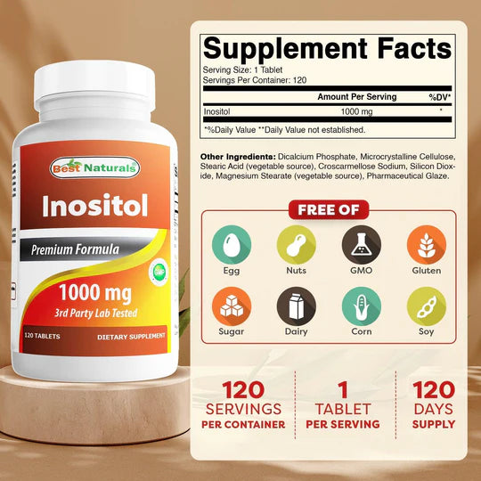 Best Naturals Inositol 1000 mg 120 Tablets