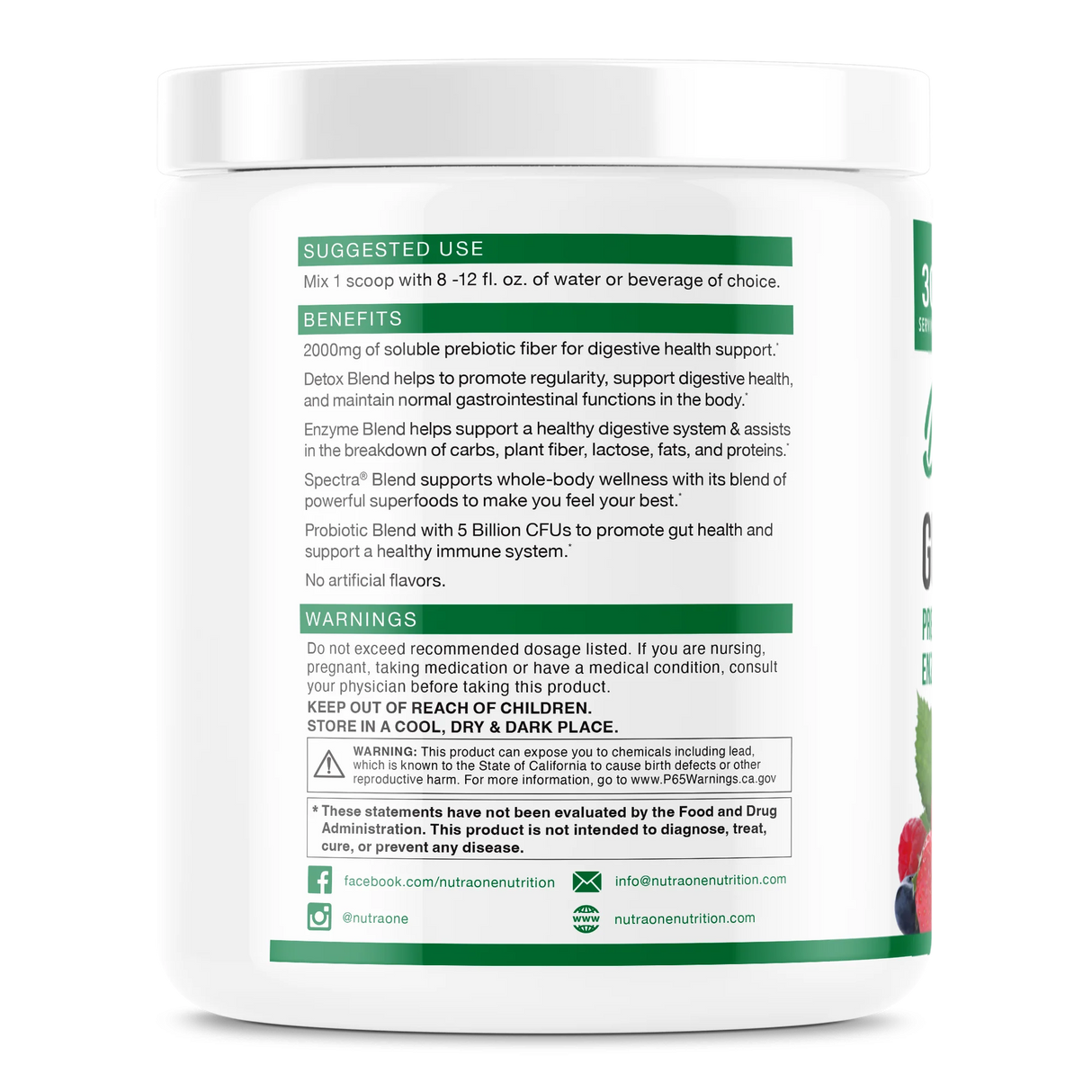 NutraOne DetoxOne Daily Gut Health Powder
